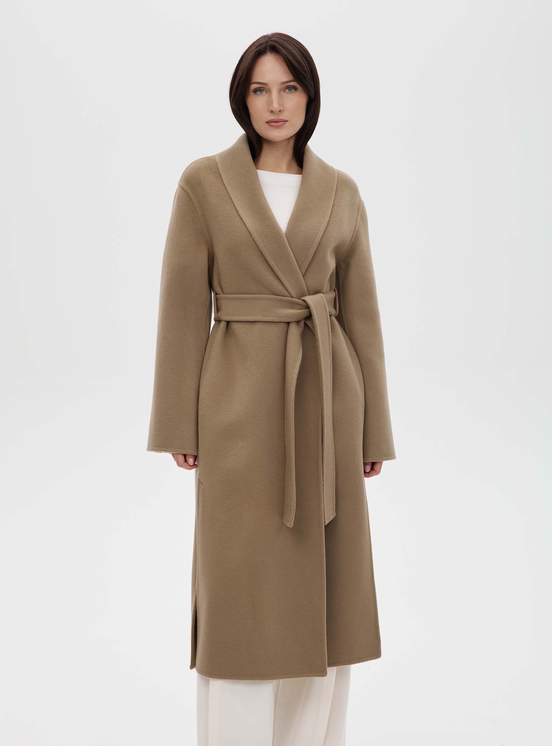 Пальто с воротником шалька double coat